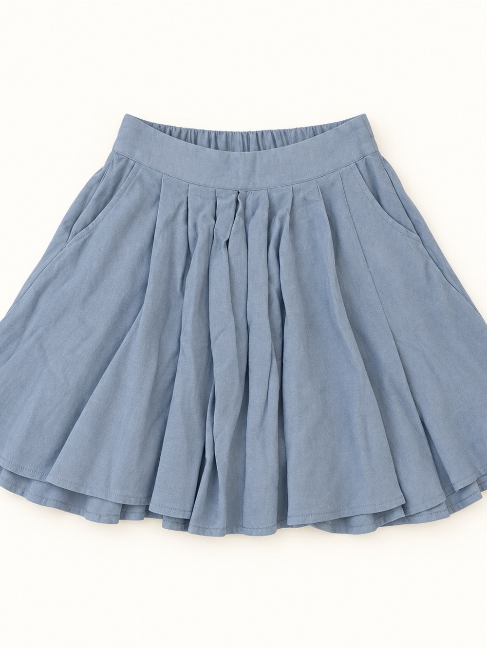 Women's Dusty Blue Pleated Midi Skirt